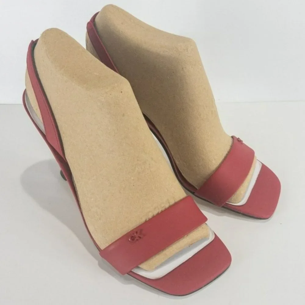 Calvin Klein Byron's Heel Sandals Red -6 - Picture 2 of 4